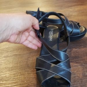 Italian leather black platform sandals